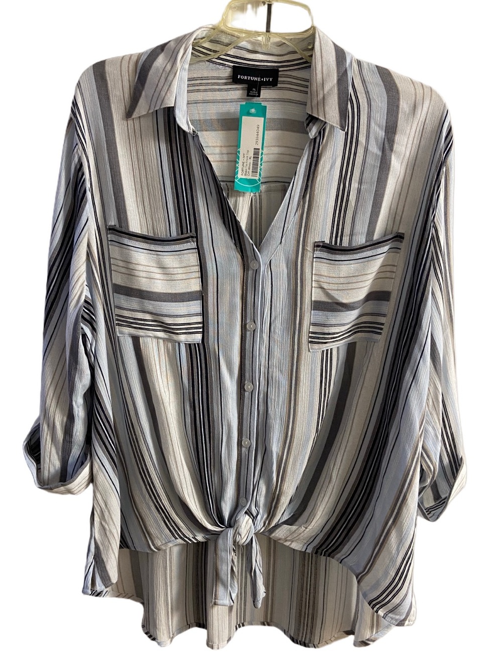 Fortune + Ivy Stitchfix Blake Tie Front Top Striped XL NWT